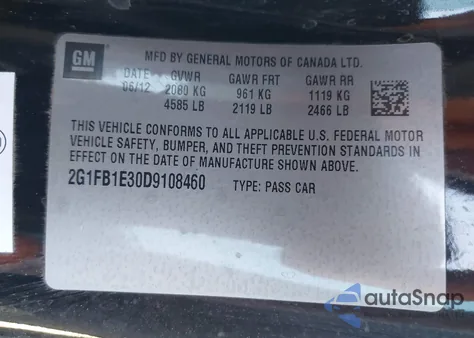 2013 Chevrolet Camaro 1Lt z USA, uszkodzony, nr VIN 2G1FB1E30D9108460